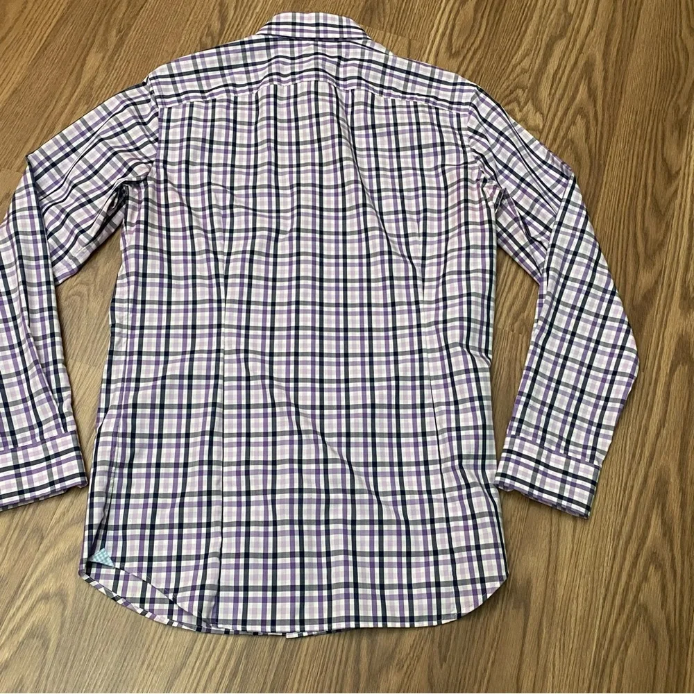 Banana Republic Grant Fit Shirt Mens Size M Lilac Plaid Supima Cotton Button Up